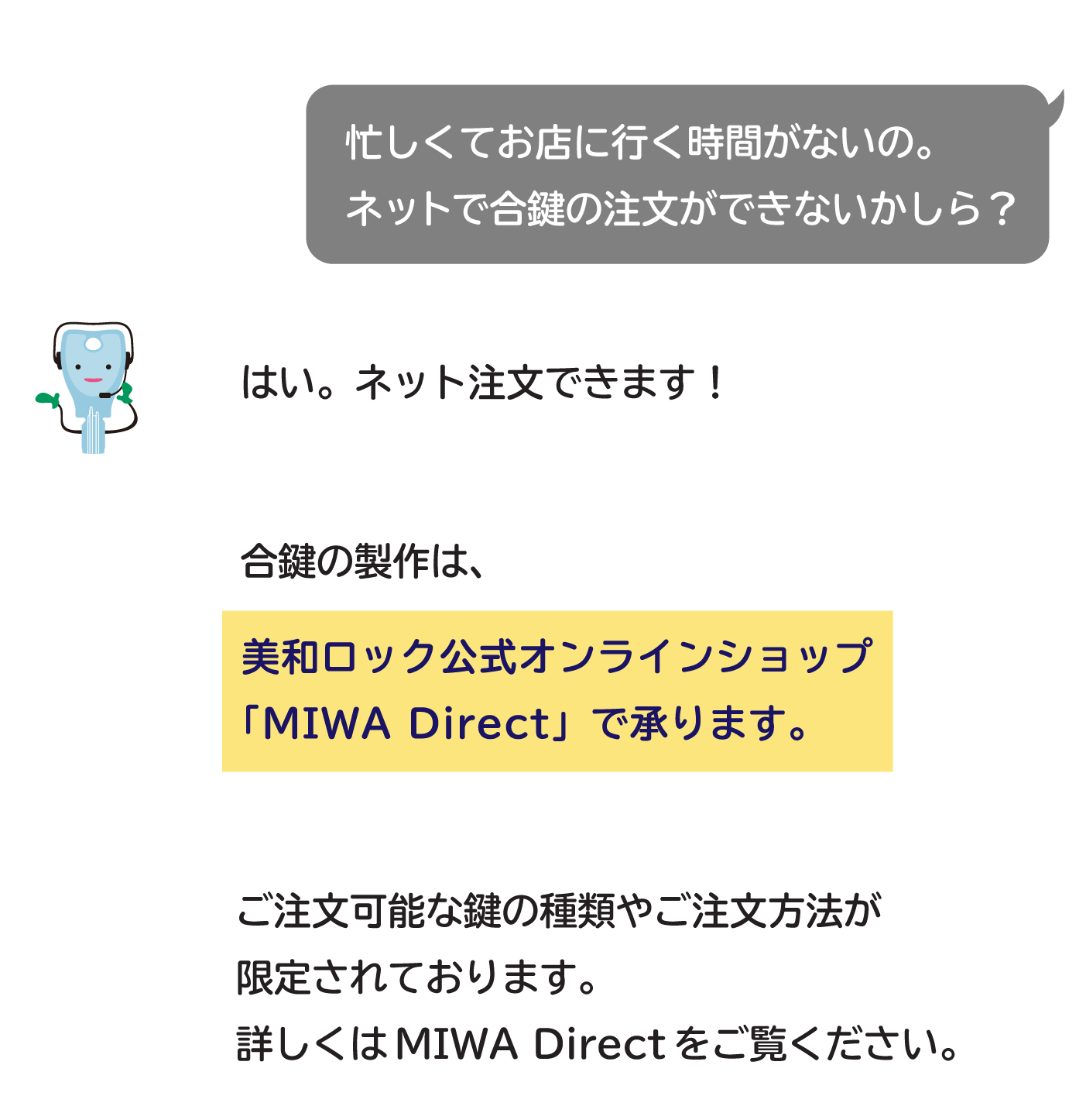 美和ロックオンラインショップ　MIWA Direct 合鍵の製作